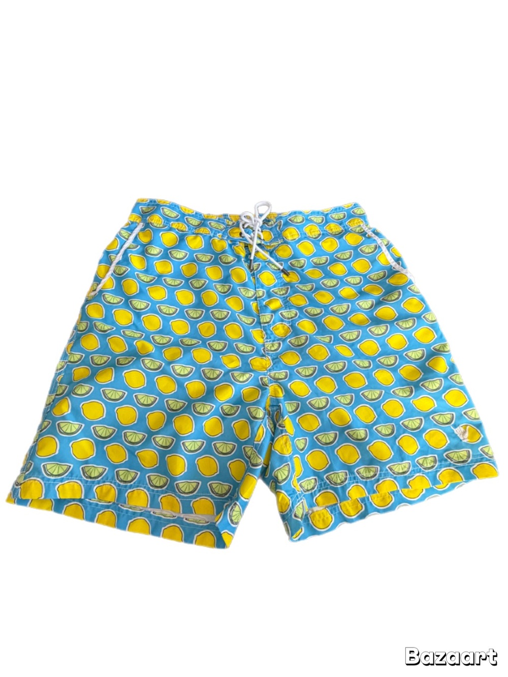 Beach Bros Lemon & Lime Print Swim Trunks Men’s XL Blue Summer Board Shorts